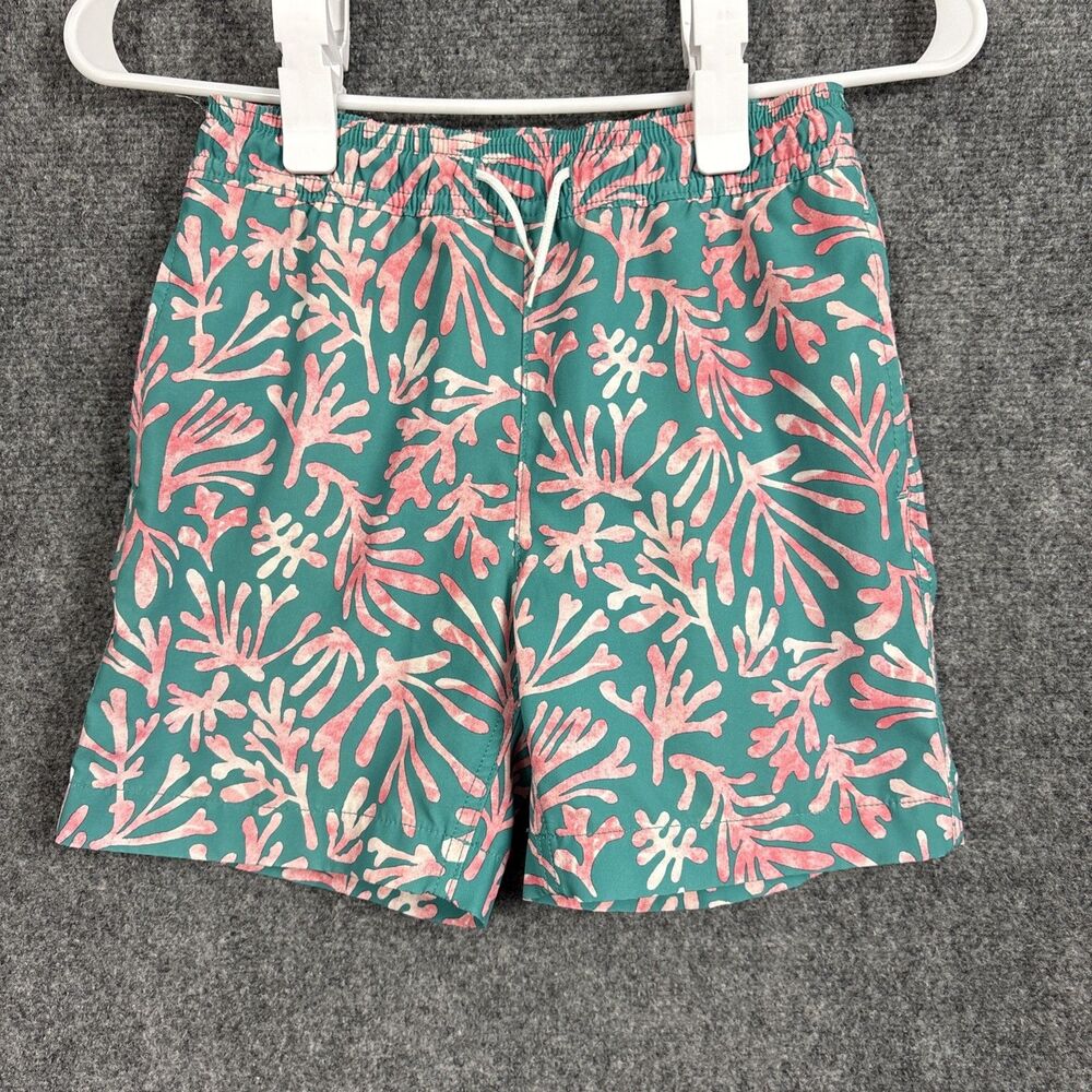 J.CREW Swim Shorts  Boys Size 7 Teal Pink Coral Lined Pockets Trunks Beach pool